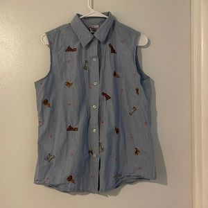 DISNEY LADY AND THE TRAMP BUTTON UP SLEEVELESS SHIRT
